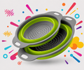 Collapsible Silicone Colander – Space-Saving Strainer for Pasta, Fruits & Vegetables (Green)