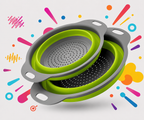 Collapsible Silicone Colander – Space-Saving Strainer for Pasta, Fruits & Vegetables (Green)