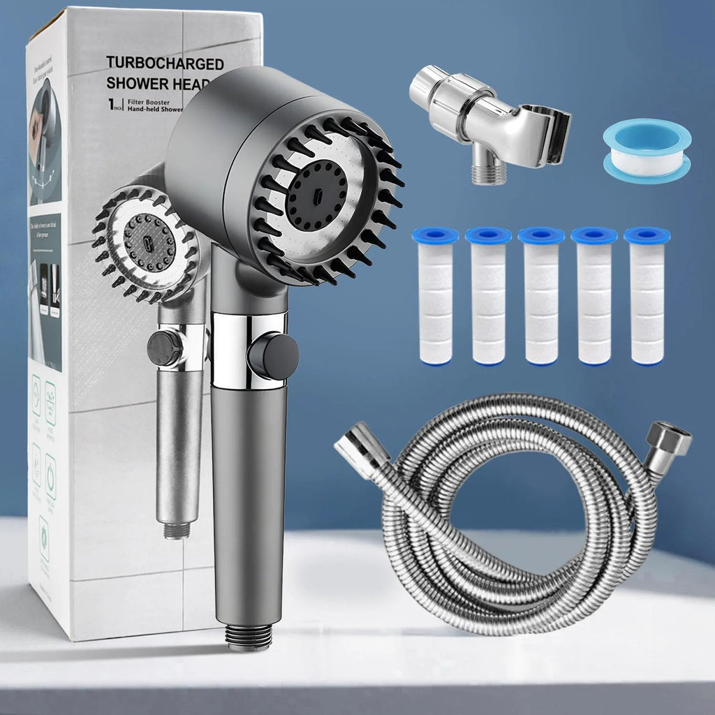 High Pressure Filtered Shower Head with Handheld 3 Spray Modes 1.5M Hose Anti Clog Nozzles for Hard Water Bathroom