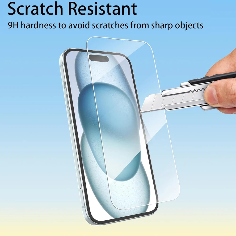 Premium Tempered Glass Screen Protector for iPhone 17/16/15/14/13/12/11 Pro Max, Pro, Plus & Mini — Anti-Scratch, Anti-Fingerprint, Crystal Clear HD