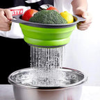 Collapsible Silicone Colander – Space-Saving Strainer for Pasta, Fruits & Vegetables (Green)