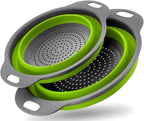 Collapsible Silicone Colander – Space-Saving Strainer for Pasta, Fruits & Vegetables (Green)