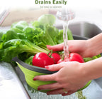 Collapsible Silicone Colander – Space-Saving Strainer for Pasta, Fruits & Vegetables (Green)