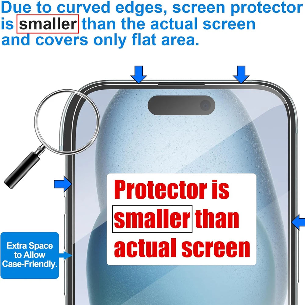 Premium Tempered Glass Screen Protector for iPhone 17/16/15/14/13/12/11 Pro Max, Pro, Plus & Mini — Anti-Scratch, Anti-Fingerprint, Crystal Clear HD
