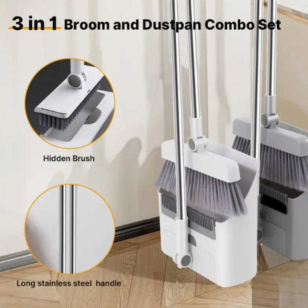 3in 1 Broom and Dustpan Set Floor Brush Long-handled Broom And Dustpan For Home Office School Dorm