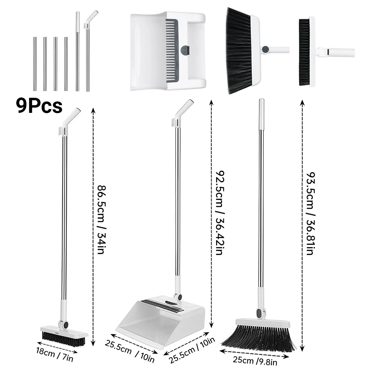 3in 1 Broom and Dustpan Set Floor Brush Long-handled Broom And Dustpan For Home Office School Dorm
