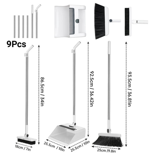 3in 1 Broom and Dustpan Set Floor Brush Long-handled Broom And Dustpan For Home Office School Dorm