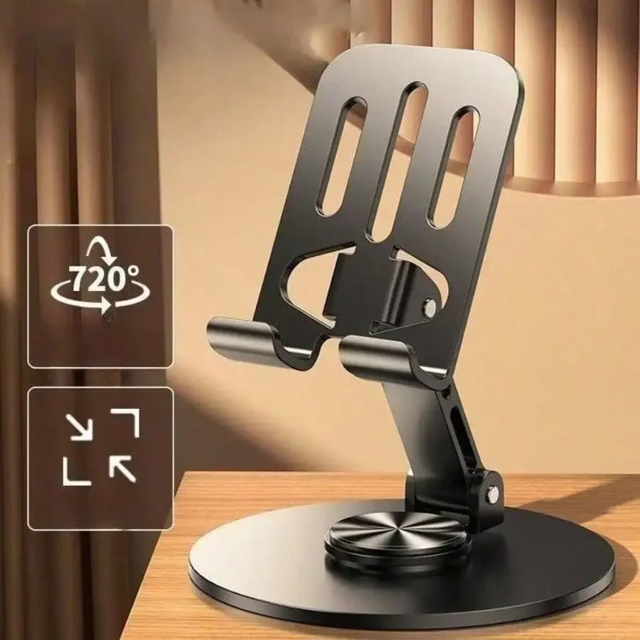 All-Metal 360° Rotating Phone Holder — Premium Aluminum Alloy Desk Stand & Adjustable Mount