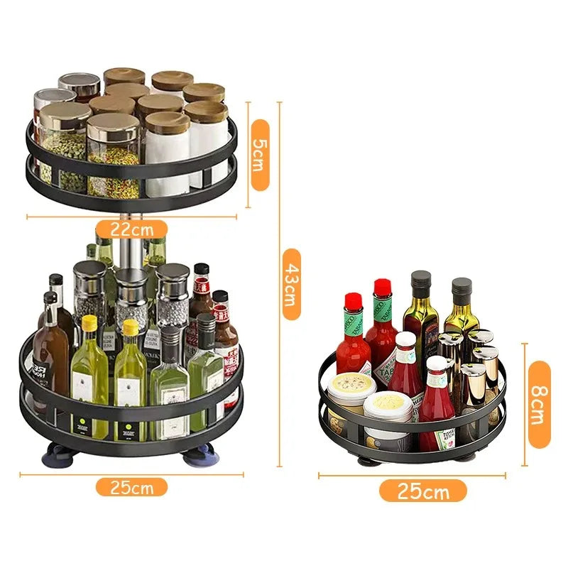 360°Rotation Spice Rack Organizer Jar Cans Non-Skid Storage Tray for Seasonings Kitchen storage rack Kitchen Accessories