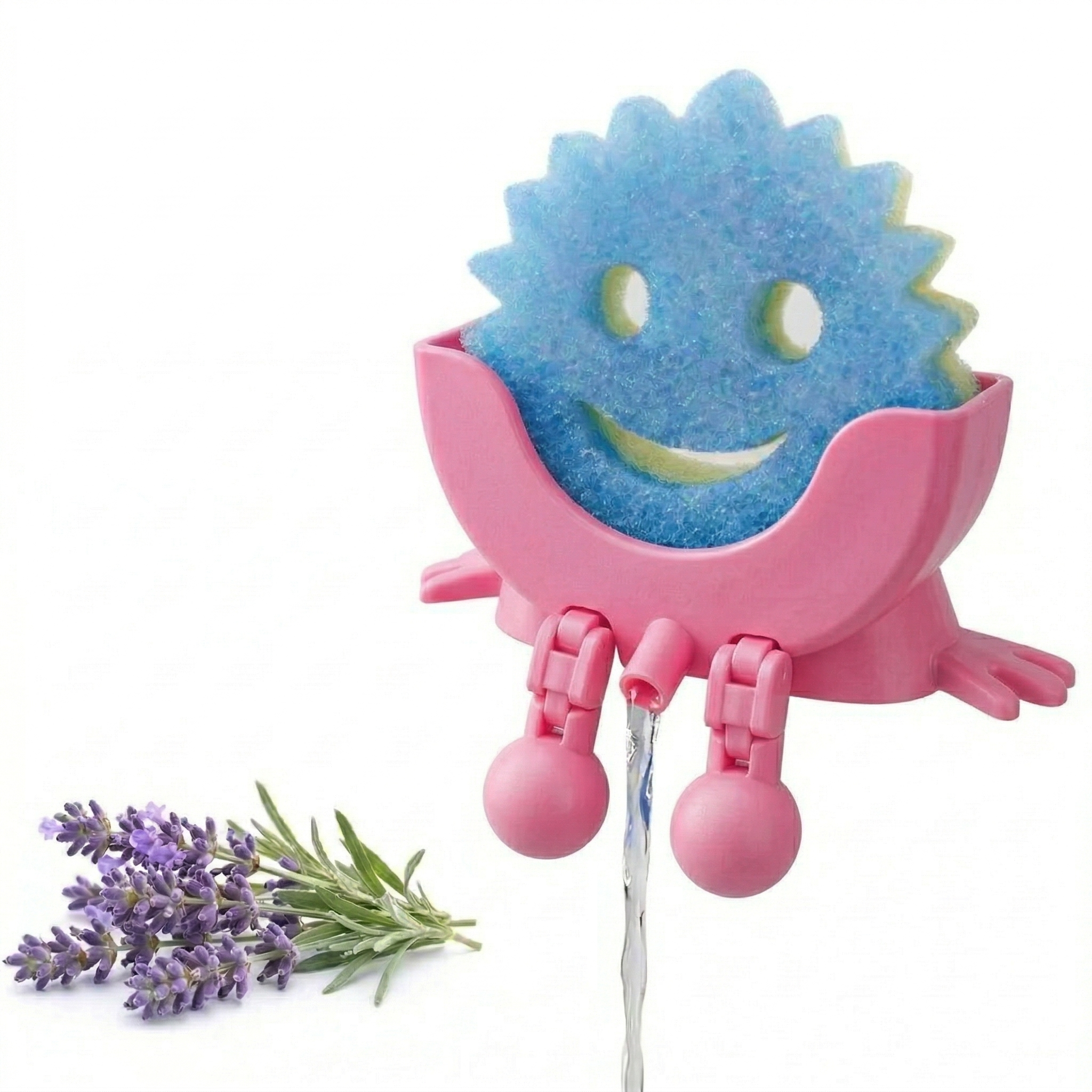 Cute Hanging Sponge Holder with Drainage – Keeps Your Sponge Dry & Smiling, For Scrub Daddy Holder, Funny Sponge Stand for Kitchen Sink, Countertop Sponge Holders