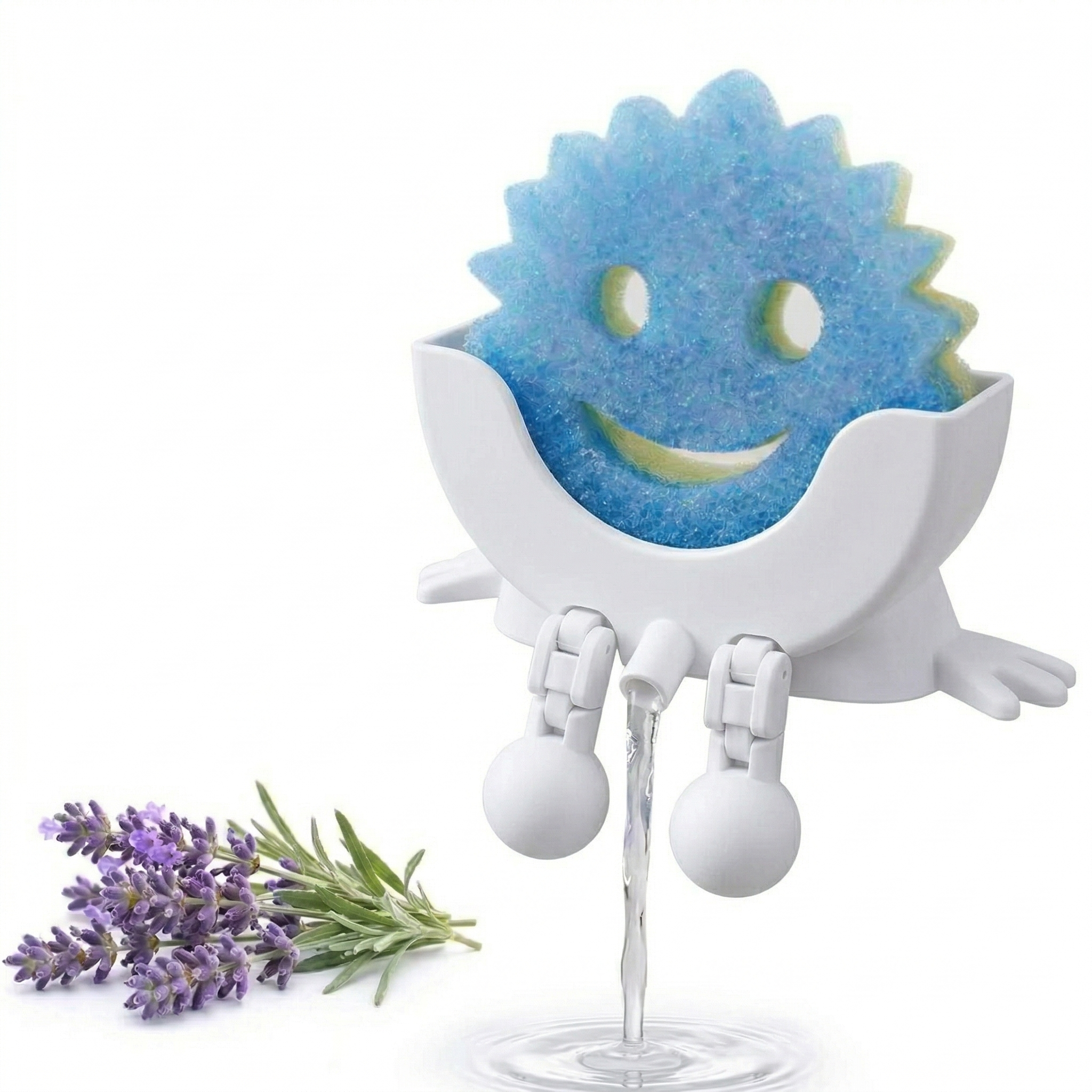 Cute Hanging Sponge Holder with Drainage – Keeps Your Sponge Dry & Smiling, For Scrub Daddy Holder, Funny Sponge Stand for Kitchen Sink, Countertop Sponge Holders